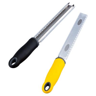 China Viable Kitchen Zesting Tool Stainless Steel Citrus Zester Lemon and Cheese Grater with Non-Slip Grip Handle for sale