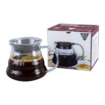 China 600ml Hand Drip Coffee Pot Coffee Server Kettle Viable Heat Resistant Glass Coffee Carafe for sale