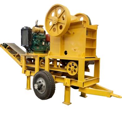 China Stone crushing primary jaw crusher for mine, mobile crusher with discharge belt conveyor, 300x500 PE jaw crusher for sale