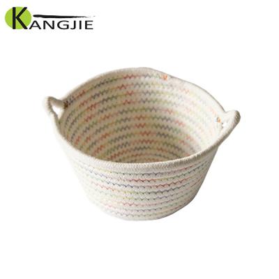 China Eco - Friendly Promotional Round Cotton Rope Gift Storage Basket Sustainable for sale