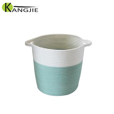 China Sustainable Wholesale Handmade Cotton Rope Bathroom Laundry Basket for sale