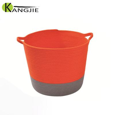 China Sustainable Desktop Classic MultiUse Round Cotton Rope Storage Basket for sale