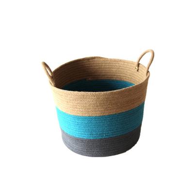 China Sustainable Quality Jute Rope Handwoven Jute Storage Baskets for sale