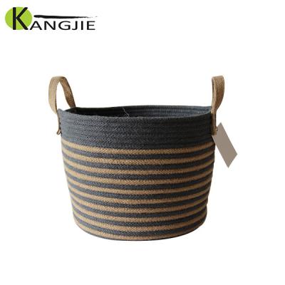 China Sustainable Customized Eco - Friendly Jute Rope Fabric Laundry EVA Basket for sale