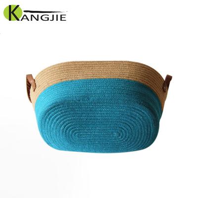 China Good Quality Customized Sustainable Handmade Jute and Cotton Rope Bread Basket For Kichen for sale