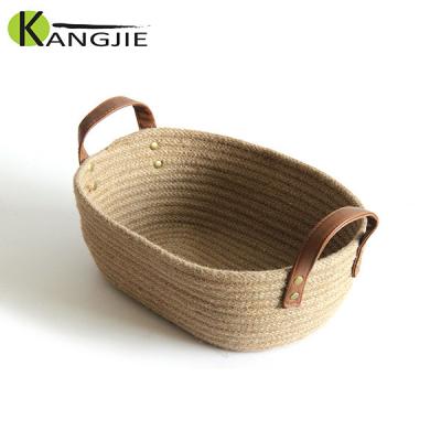 China Handmade Free Sample Excellent Quality Jute Storage / Burlap Rope Bread Basket for sale