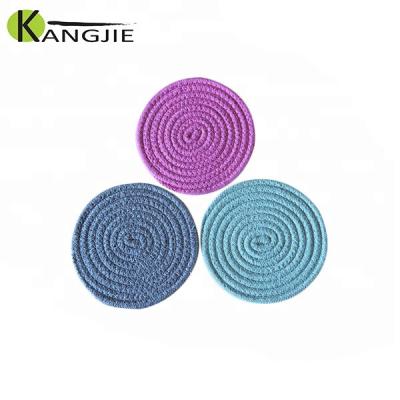 China Hot Selling Viable Round Cheap Cotton Rope Mat Place Cup Bulk Dish Glass Coaster for sale