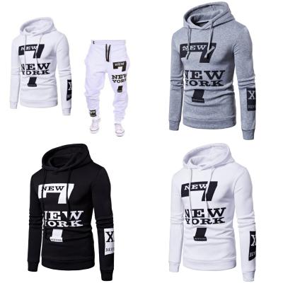 China Breathable New Design Outdoor Casual Letter Printing Men's Sportswear Hoodie Two Piece Sets for sale