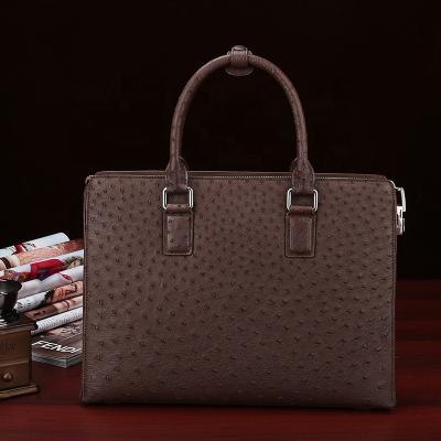 China Hot Sale Ostrich Real Ostrich Leather Black Ostrich Briefcase Leather Briefcase For Business Men for sale