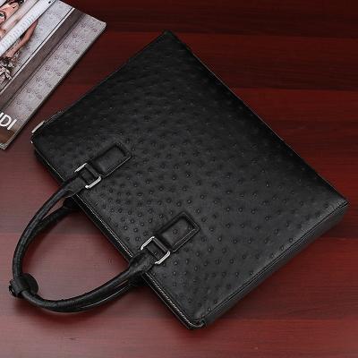 China Ostrich leather briefcase anti-theft leather briefcase with lock genuine leather briefcase for men for sale