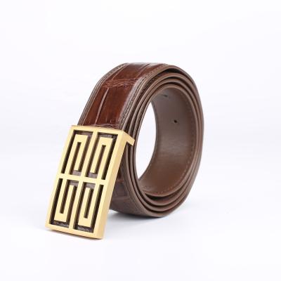 China Luxury High Quality Western Hot Sale Crocodile Leather Belt Buckle Waist Support Automatic Belt For Men for sale