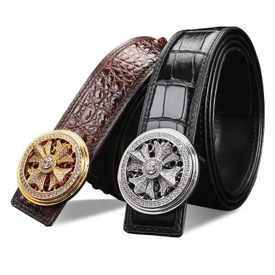 China OEM Luxury Belt Men Crocodile Belly Skin Italian Style Luxury Leather Belt With Diamond Buckles For Men for sale