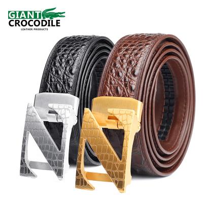 China Siam Crocodile Leather Belt Men's Buckle Belt Automatic Stain Belt Men's Automatic Business Casual Dress Belts for sale