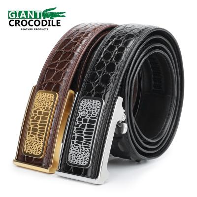 China Wholesale Automatic Siamese Buckle Men's Automatic Leather Belt Crocodile Belt High Grade Business Casual Dress Pants Belt for sale