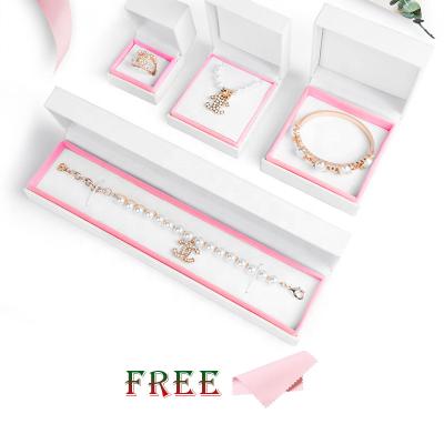 China Elegant Jewellry Rose Jewelry Set Case Ring Pendant Pearl Necklace Bangle Jewelry Display Gift Box Packaging With Logo For Propose for sale