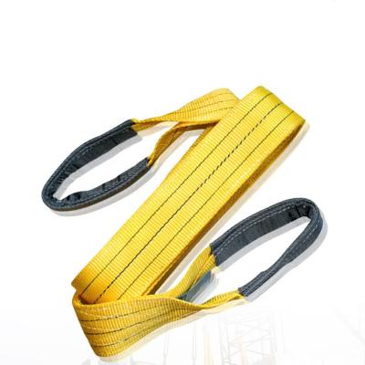 China 100% Polyester Custom Printed Logo 90mm Safety Harness 3ton Safety Yellow 100 Polyester Webbing Flat Sling for sale