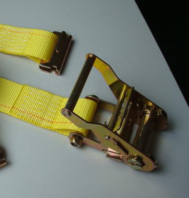 China Factory Direct Selling Heavy Duty 100% Polyester 2 Inch Logistics Cargo Ratchet Strap for sale