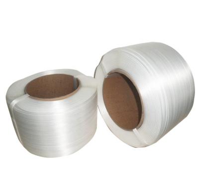 China Durable Premium White High Tenacity 13mm Polyester PET Compound Tying For Cargo Protection for sale