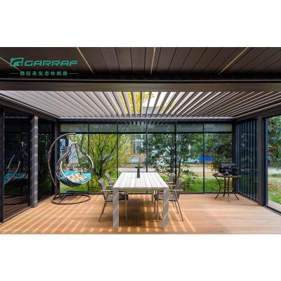 China Easily Assembled Outdoor Canopy Sunroof Motorized Aluminum Sunshade Garden Pergola for sale