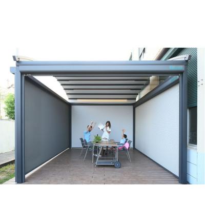 China PVC Folding Motorized Waterproof PVC Pergola Roof System Patio Awning Canvas Tent for sale