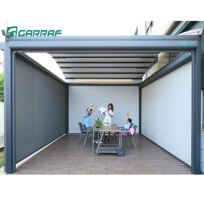 China PVC Motorized Waterproof Pergola Garages , Canopies Beach Retractable Canopy Led Light Balcony for sale