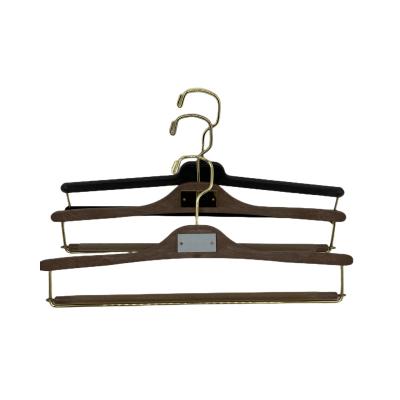 China Yijiasheng retro clothes shop plastic wood grain pants rack plastic wood grain hanger pants rack for sale