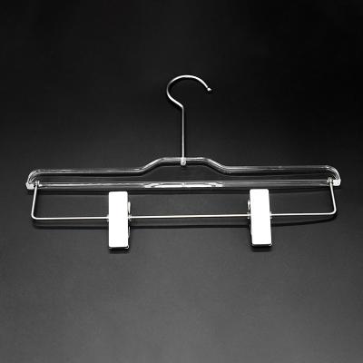 China Modern Minimalist LOGO Acrylic Free Custom Women's Clothes Rack Clothes Shop Crystal Transparent Pants Rack Suspender Acrylic Fabric Hanger for sale