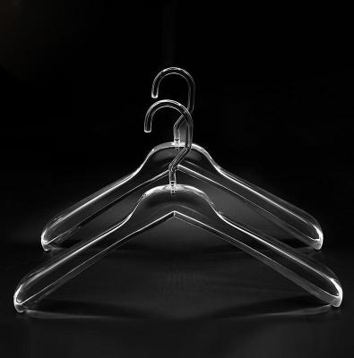 China Modern Minimalist Hot Sale Adult Luxury Transparents No Trace Clear Acrylic Hanger For Man's Shirt Clothes Shop Acrylic Hanger for sale