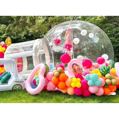 China Modern Outdoor Giant Transparent Dome Bubble Tent Heated Clear Inflatable Bubble bounce house With Balloons Kids Party with blower for sale