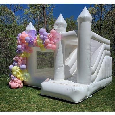 China Funny Bounce House with slide Wedding Inflatable White Bounce House Bouncy Castle Air Bouncer Combo For Kids Adults Party Commercial for sale