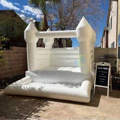 China Outdoor Entertainment 10*8ft Inflatable White Bounce House with Ball Pool pit Jumping Bouncy Castle Bouncer for Wedding Party Event for sale