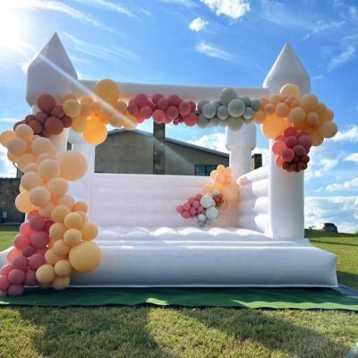 China PVC 13x13ft Commercial adults kids inflatable white wedding bouncy castle/white bounce house for sale for sale