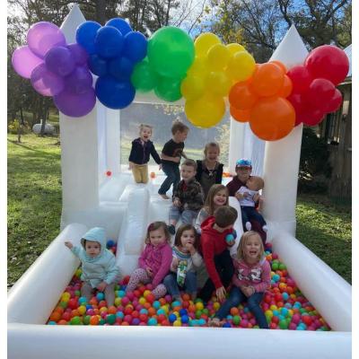 China PVC 8*13ft Kids Bounce House White Jump House Inflatable Bouncer White Bounce Castle With Ball Pit Slides For Sale for sale