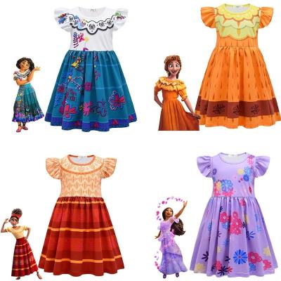 China New Design 2022 Party HWA 100006 Encanto Costume Short Fly Sleeve Dresses Girls Encanto Princess Dress For Kids for sale