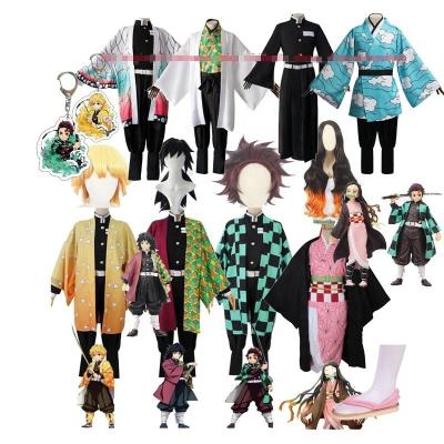 China Polyester HWA Ecowalson Anime Demon Slayer: Kimetsu No Yaiba Zenitsu Women Kids Men Kimono Uniform Giyu Tanjirou Kamado Nezuko Cosplay for sale