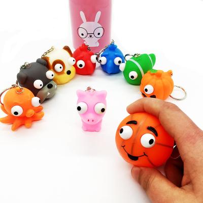 China LDD 100299 Rubber Duct Toy Keyring Eyes Squeeze Animal Squeezable Keyring Eyes Squeeze Proptosis Relief Anti-stress Squeezable Key Chain Toy for sale