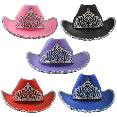 China 2022 LDD Western Cowboy New Arrival Crown Party Costume Wide Brim Casual Accessory Pink Cowgirl Hat For Women Girl for sale