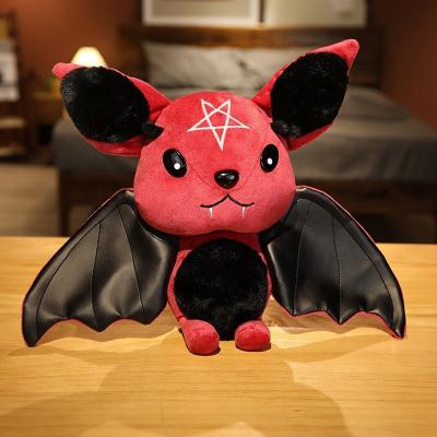 China HWA 100622 Eco-Friendly Factory Series Custom Plush Toy Pentagram Moon Bat Doll Dark Bat Stuffed Gothic Rock Style Package Halloween Plush Toy for sale