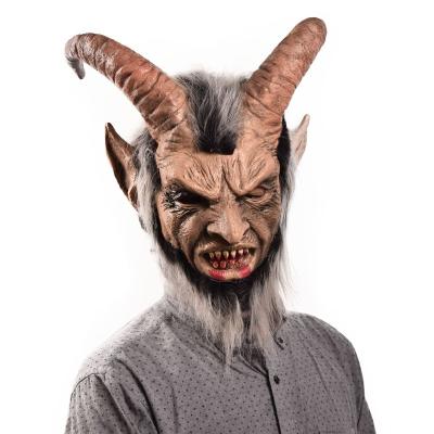 China Horrific Halloween Costume Demon Scary Movie Facemask Adults Celebration HWA 100630 Lucifer Horn Cosplay Latex Masks Festival Halloween Party Props for sale