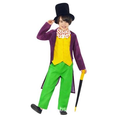 China Polyester HWA 100625 Halloween Costume Cartoon Anime Cosplay Jumpsuit Jumpsuit For Halloween Willy Wonka Children Kids Clothes for sale