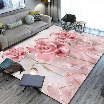 China High Quality Custom Pink Living Room Blankets Living Room Blankets Flower Pattern Large Area Blankets 3d Soft And Comfortable Modern for sale