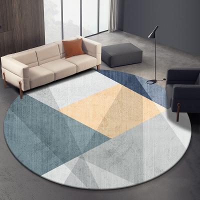 China Wholesale Custom Washable Gray And Blue 3D Covers Living Room Carpets Large Geometric Cd Round Cover for sale