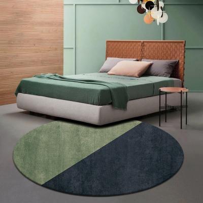 China Washable Gray Luxury Small Area Rug And Large Green Geometric Anti-slip Rug 3D Rug Cover Living Room Round Bedroom for sale