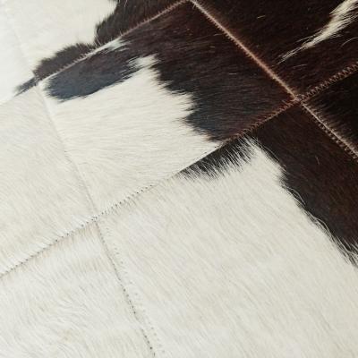 China Cowhide Reversible Genuine Leather Custom Rug Patchwork Fur Blankets Natural Handmade Small Area Rug for sale