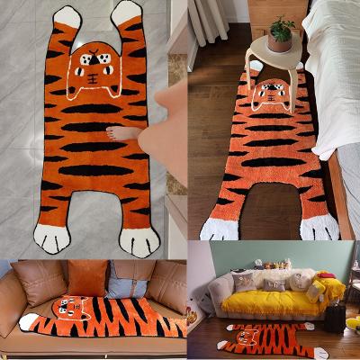 China Washable High Quality Anti Slip Rug Custom Die Cut Rug Kids Area Rug Animal Print Carpet Tibetan Tiger Blanket for sale