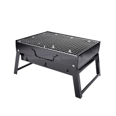 China Factory Wholesale Black Steel Folding BBQ Grill Grill Fire Pit Easily Cleaned Portable Camping Outdoor Grill for sale