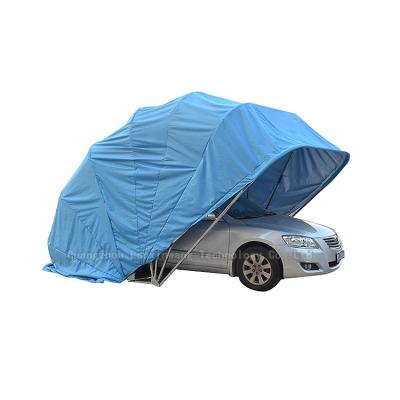 China Iron Galvanized Semi-automatic Mobile Retractable Parking Garage Single Car Folding Hardware Parking Tent Car Shelter Canopy for sale