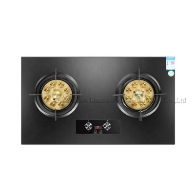 China Hotel Double Burner Home Bilateral Timing 180 Minutes With Extinguishing Protection + Panel Glass Stainless Gas Stove for sale