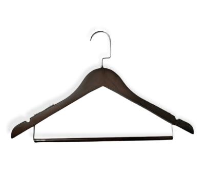 China CLASSIC wooden coat hanger with rotating locking bar metal hook for sale