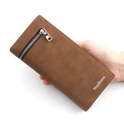 China New Design Waterproof Multifunctional Men's Long Card Leather Wallet With Zipper for sale